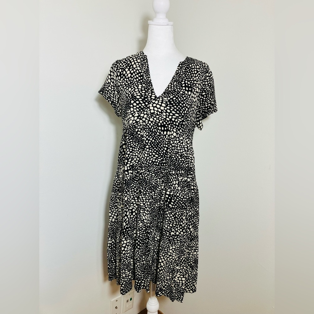 anthropologie Meave Mini‎ Dress Sz M Black Short Sleeve 100% Viscose Summer